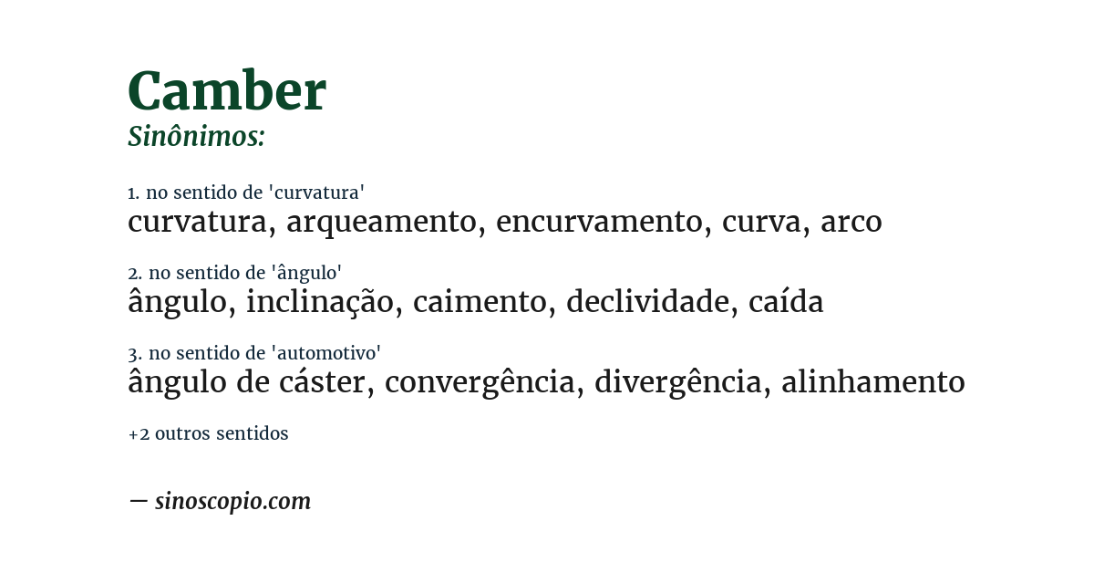 Sinônimo de camber