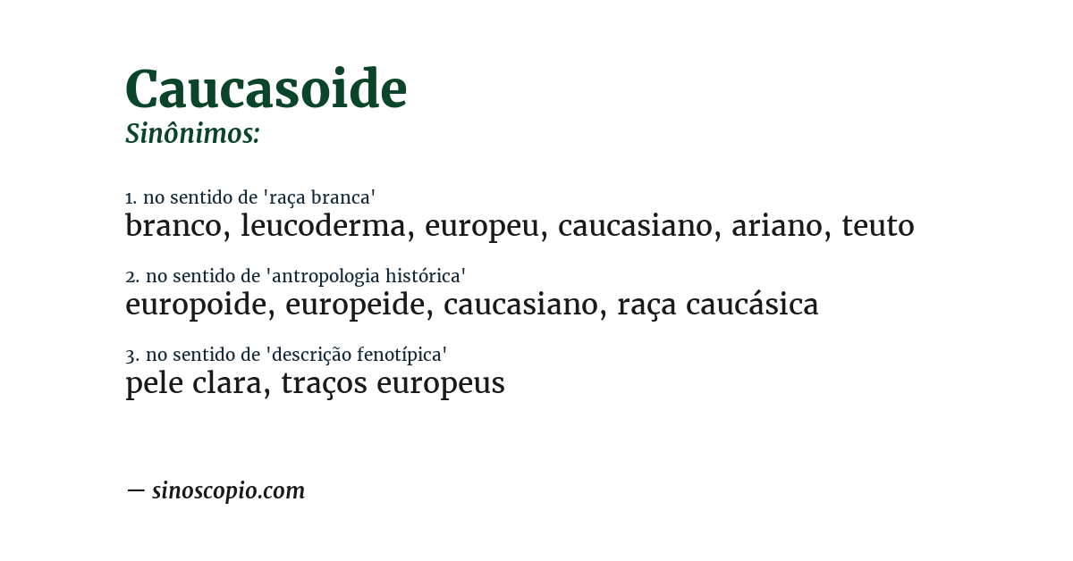Sinônimo de caucasoide