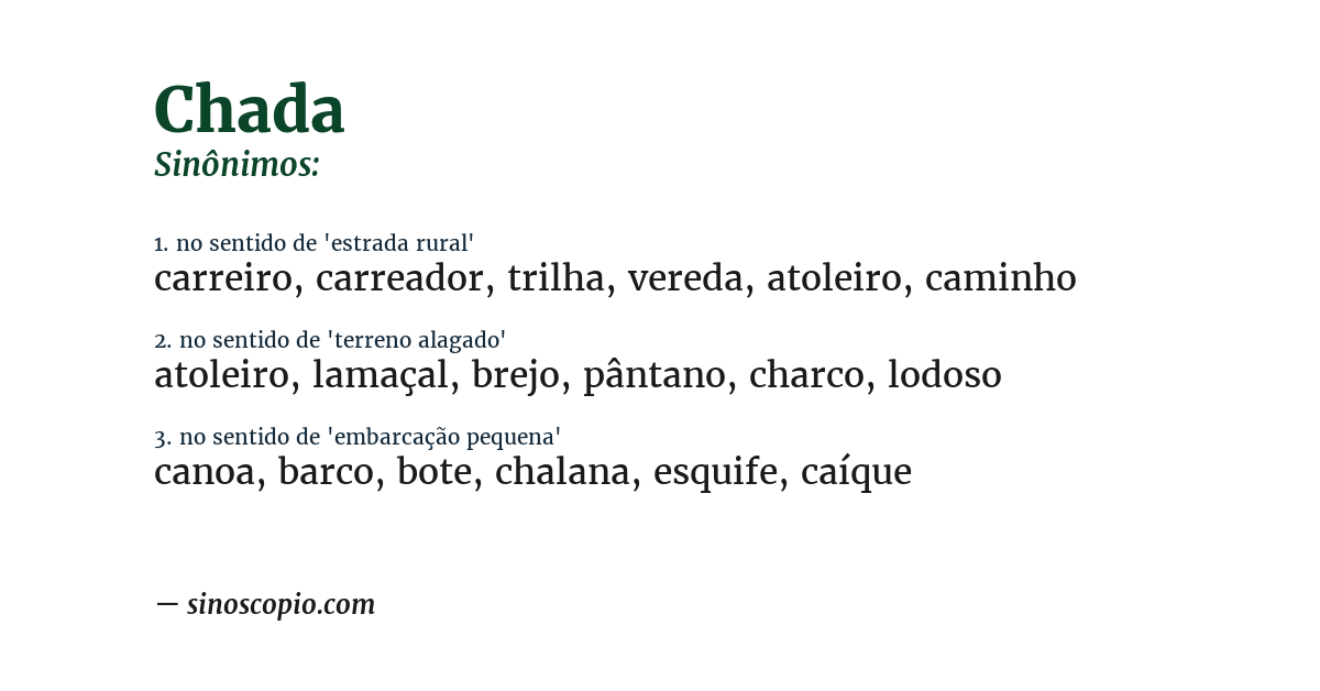 Sinônimo de chada