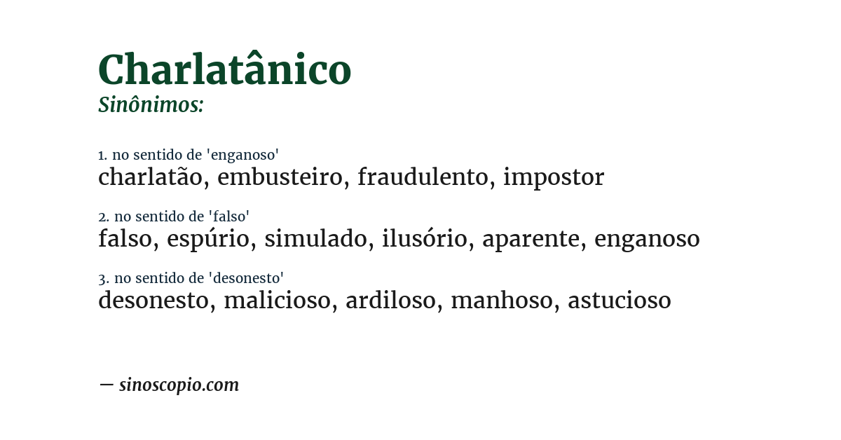 Sinônimo de charlatânico