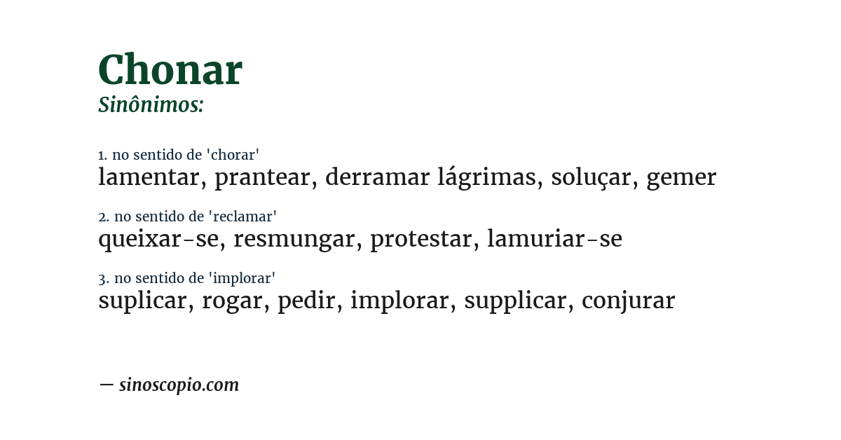 Sinônimo de chonar