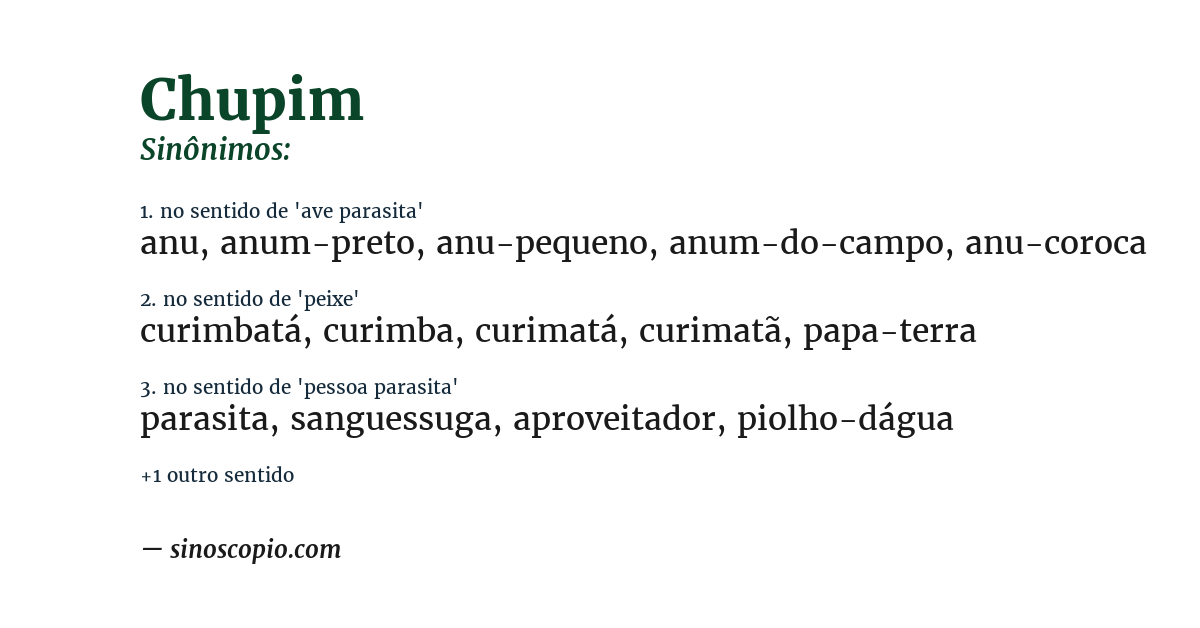 Sinônimo de chupim