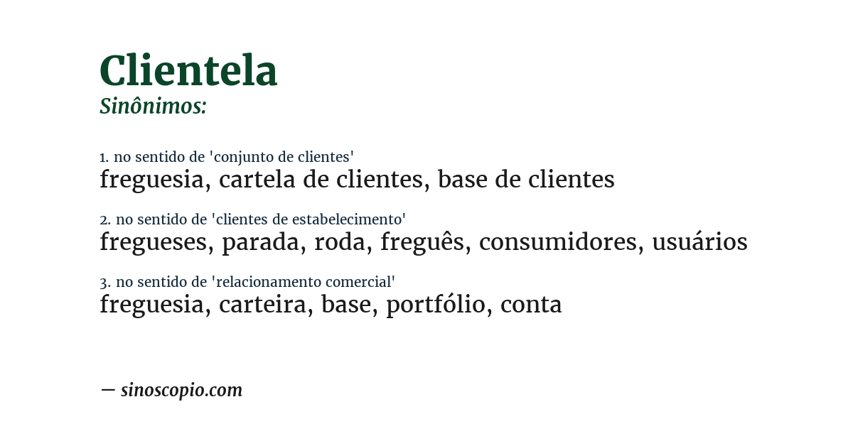 Sinônimo de clientela