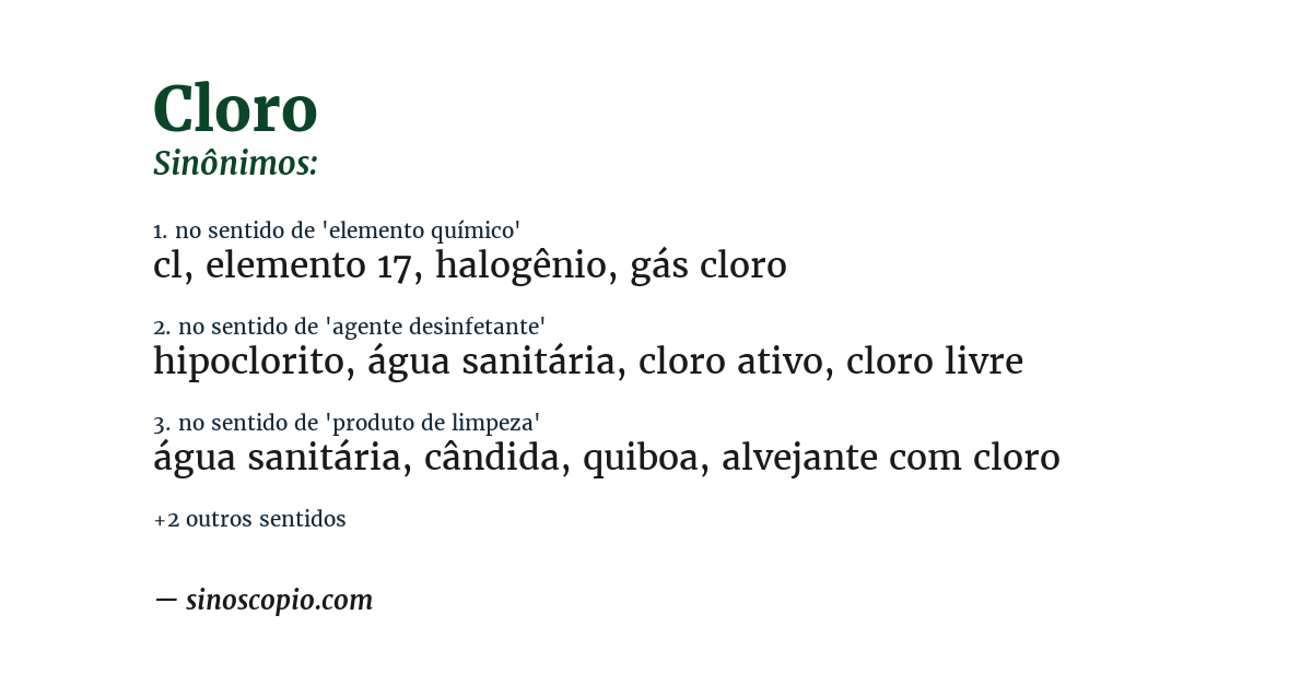 Sinônimo de cloro