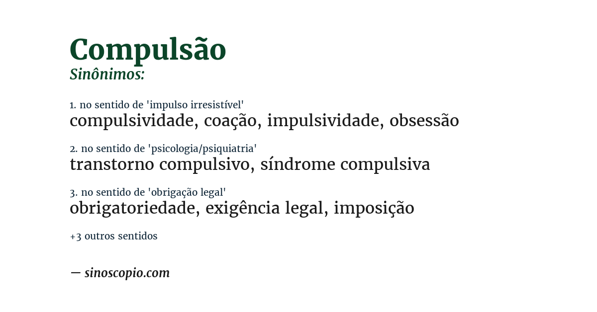 Sinônimo de compulsão