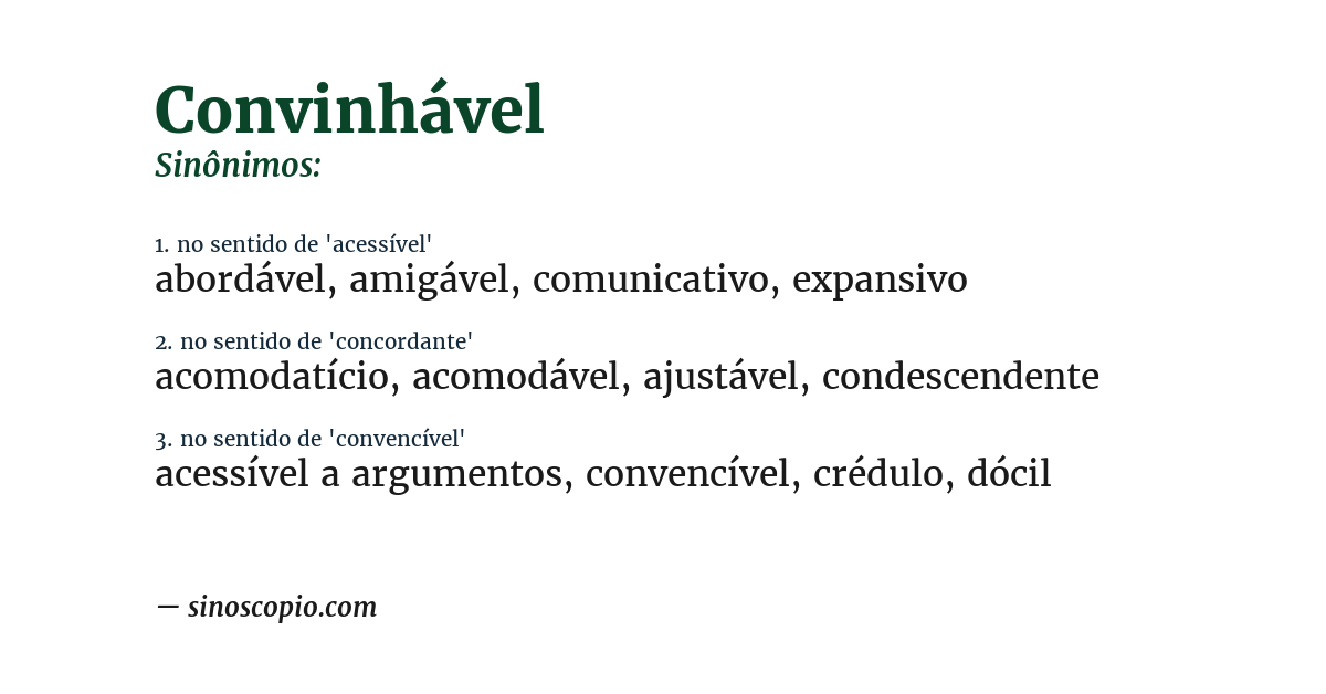 Sinônimo de convinhável