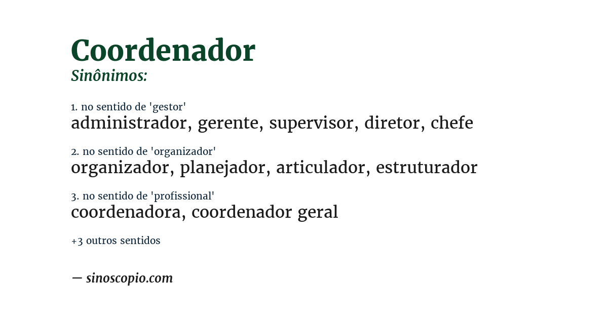 Sinônimo de coordenador