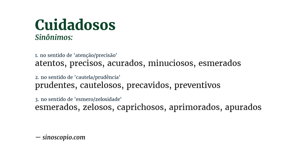 Sinônimo de cuidadosos