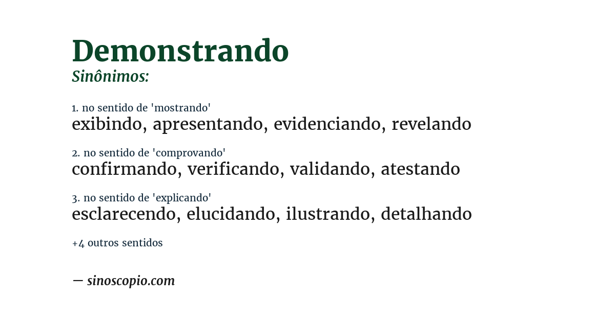 Sinônimo de demonstrando