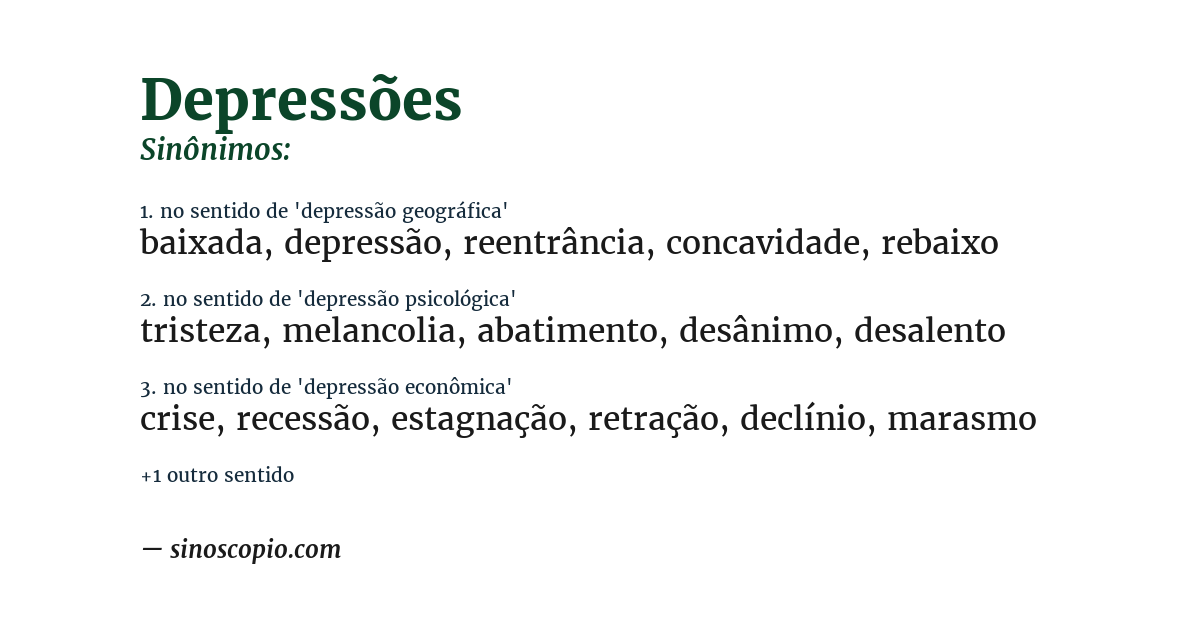 Sinônimo de depressões