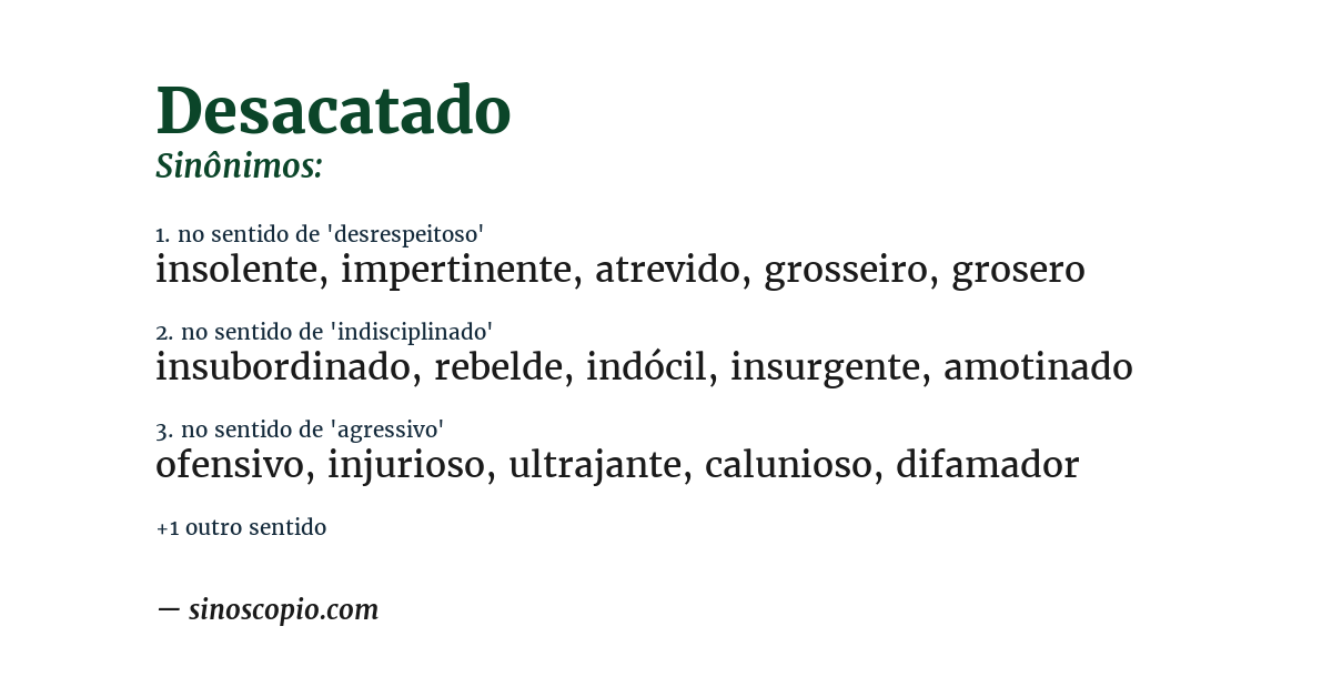 Sinônimo de desacatado