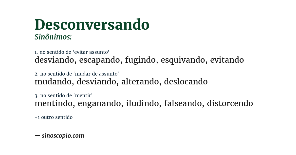 Sinônimo de desconversando