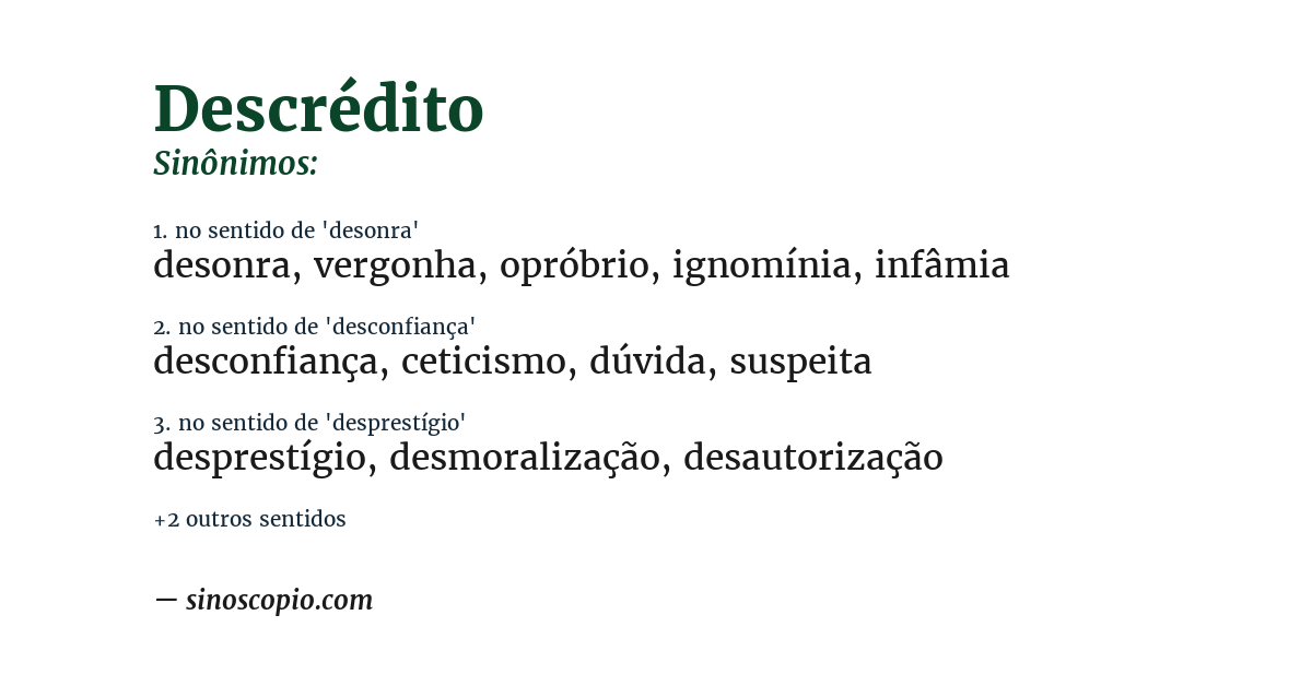 Sinônimo de descrédito