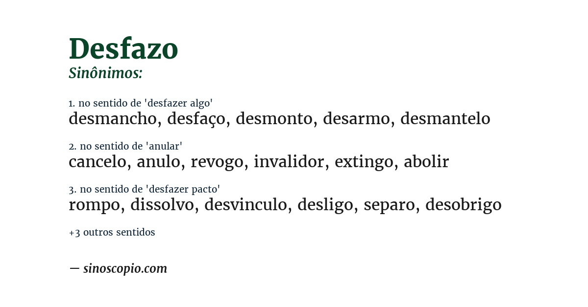 Sinônimo de desfazo