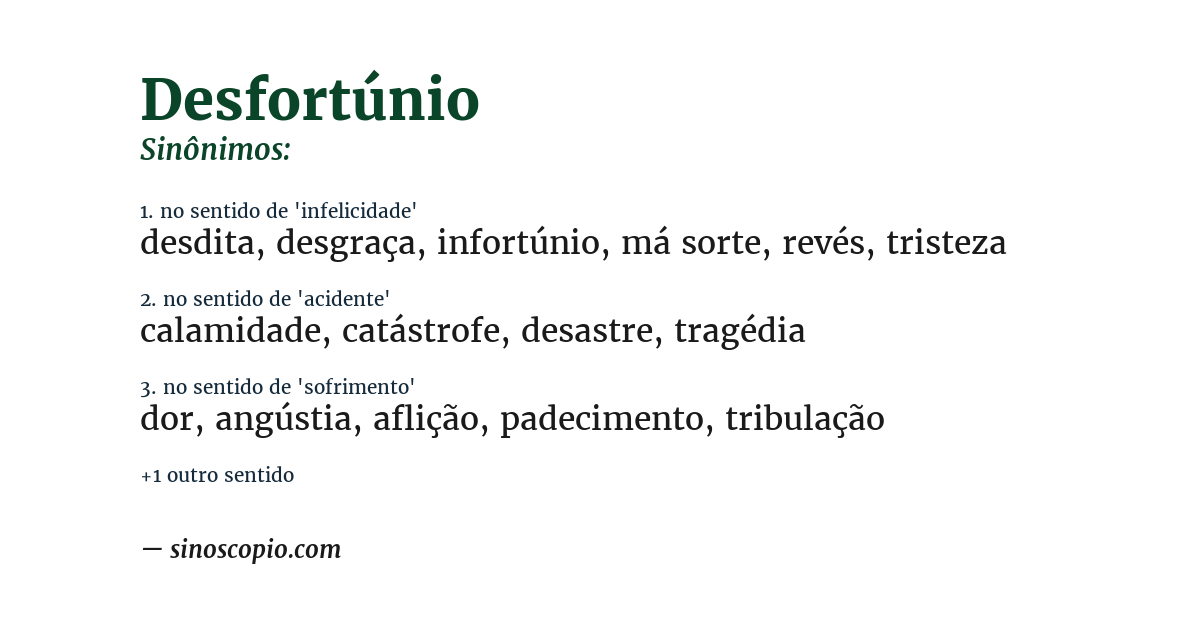 Sinônimo de desfortúnio