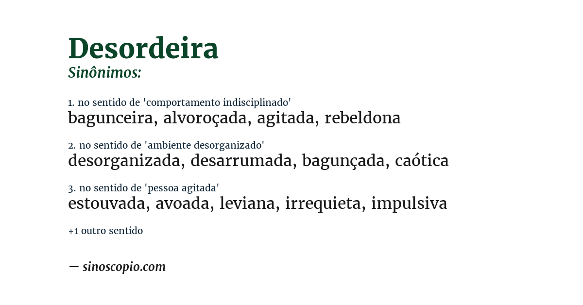 Sinônimo de desordeira