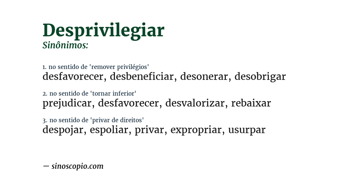 Sinônimo de desprivilegiar