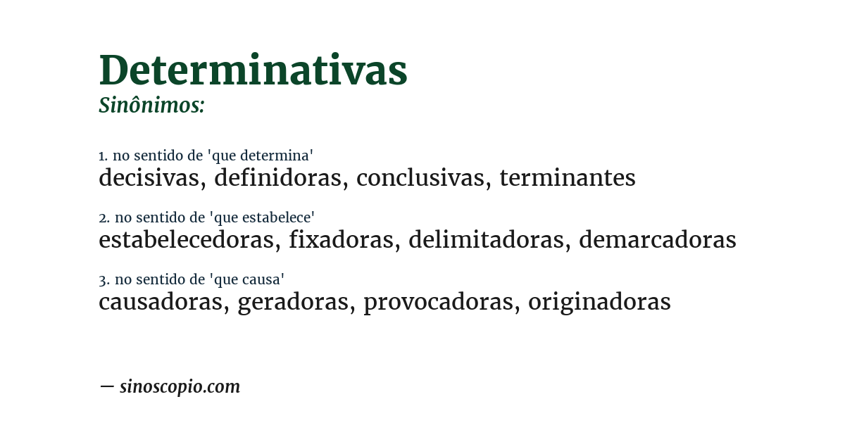 Sinônimo de determinativas