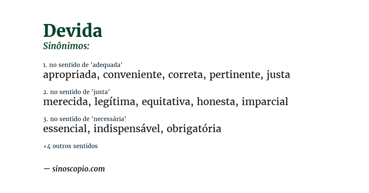 Sinônimo de devida
