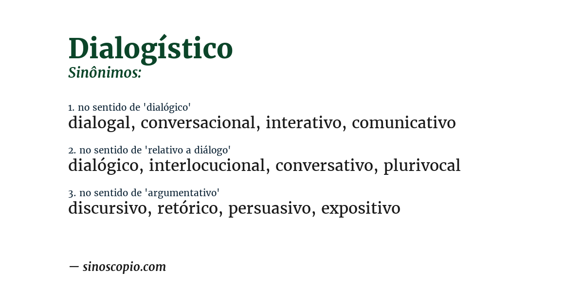Sinônimo de dialogístico