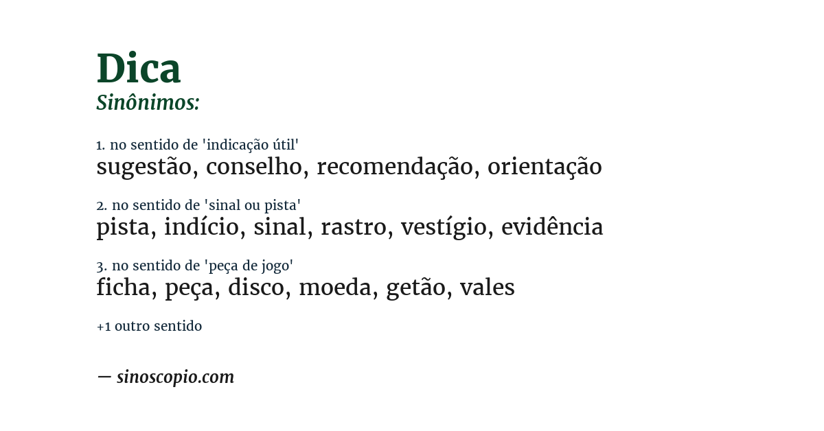 Sinônimo de dica