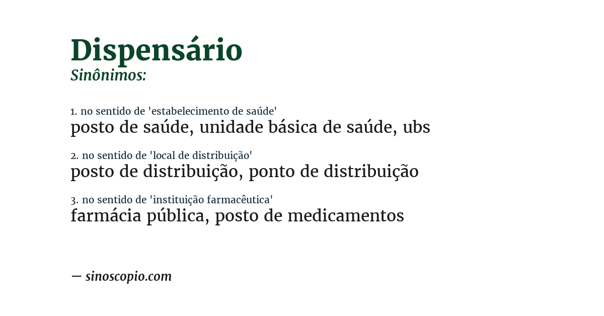Sinônimo de dispensário