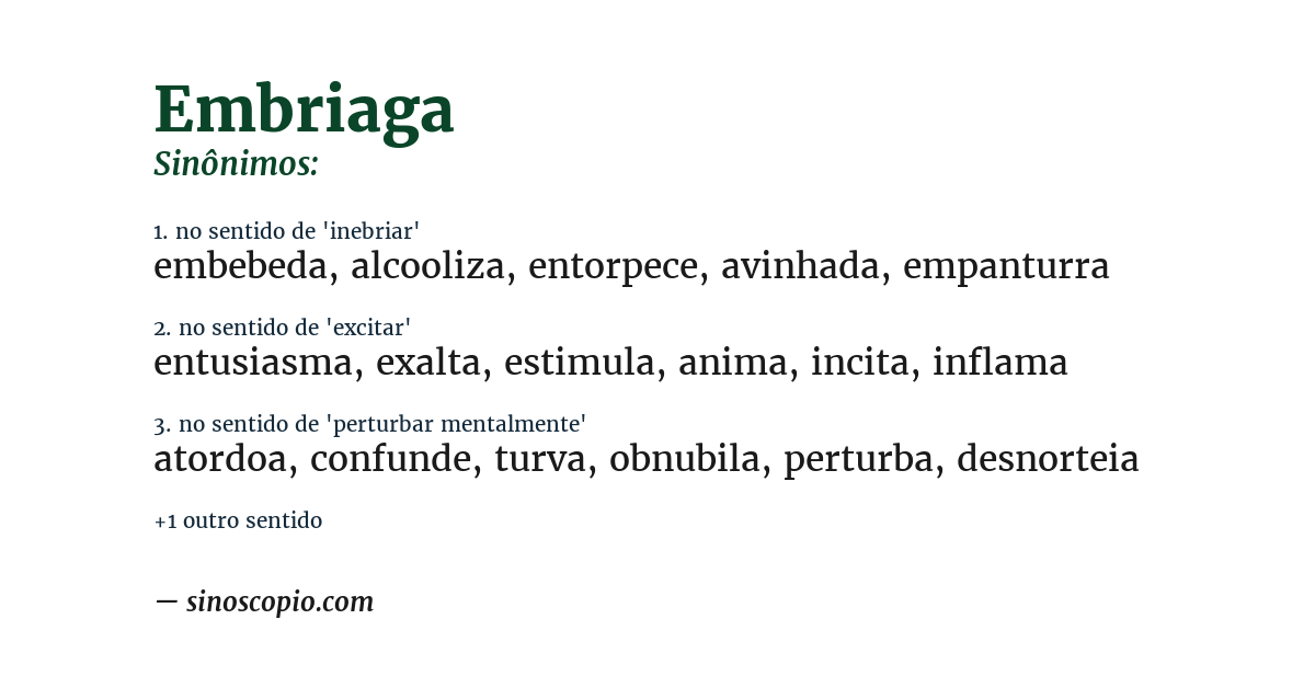 Sinônimo de embriaga
