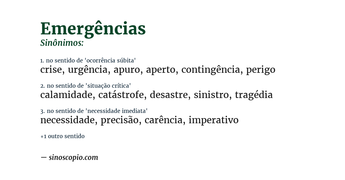 Sinônimo de emergências