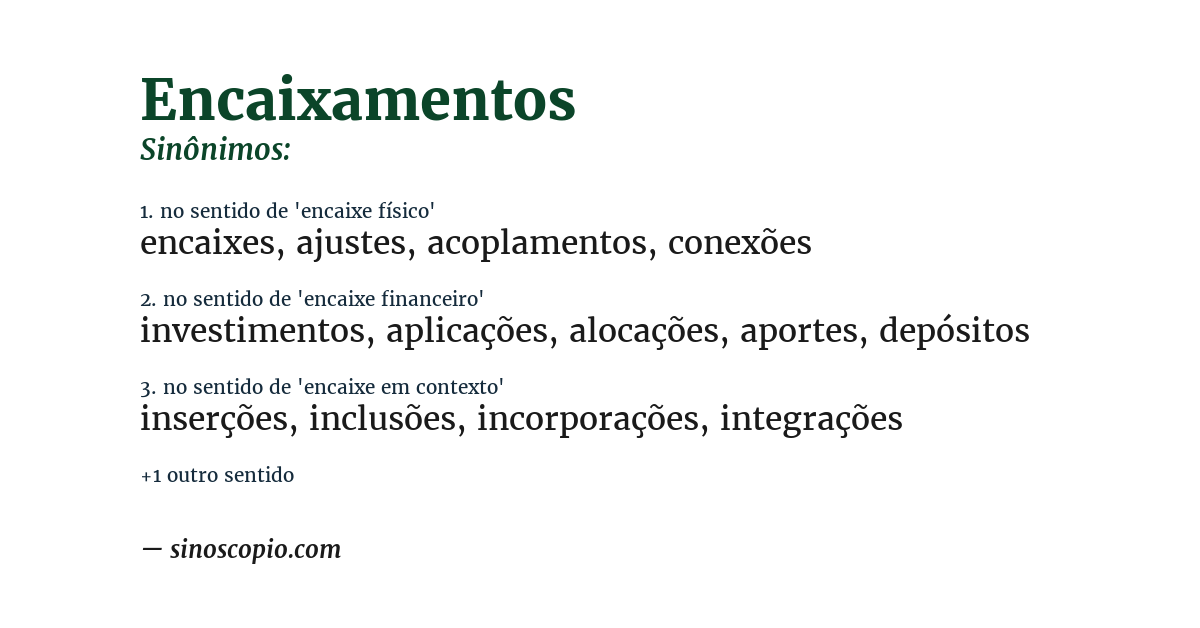 Sinônimo de encaixamentos