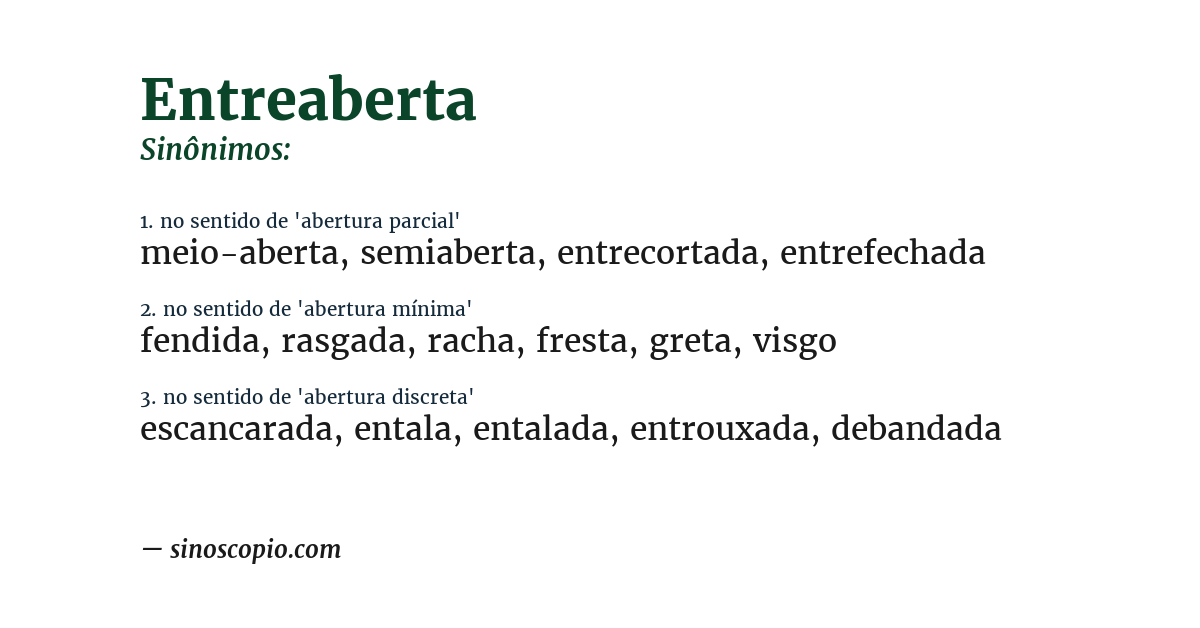 Sinônimo de entreaberta