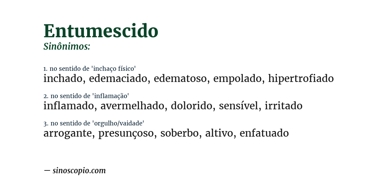 Sinônimo de entumescido