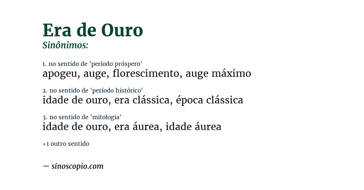 Sinônimo de era de ouro