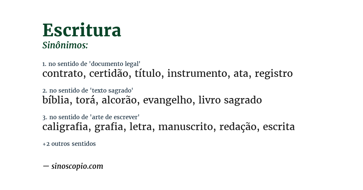 Sinônimo de escritura