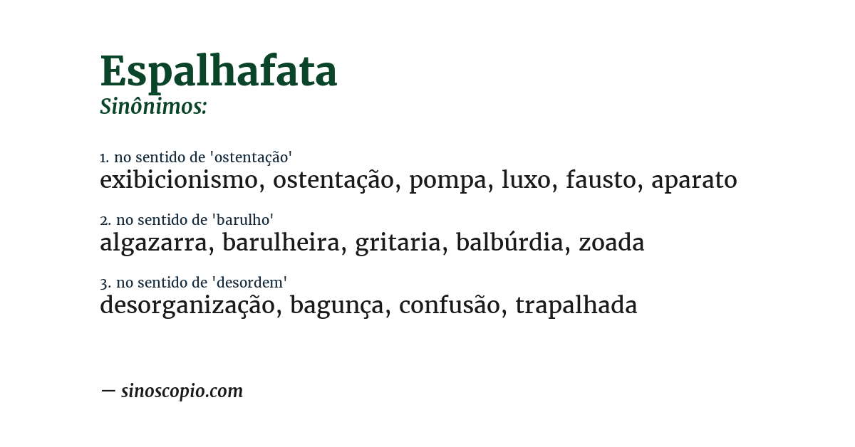 Sinônimo de espalhafata