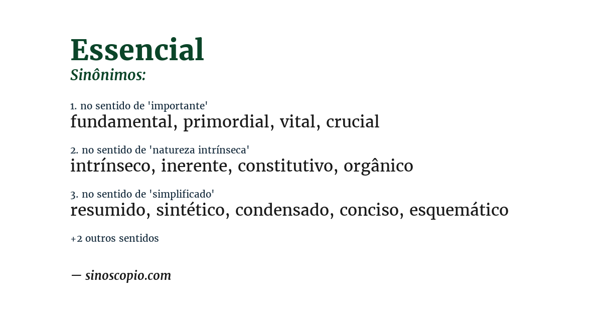 Sinônimo de essencial