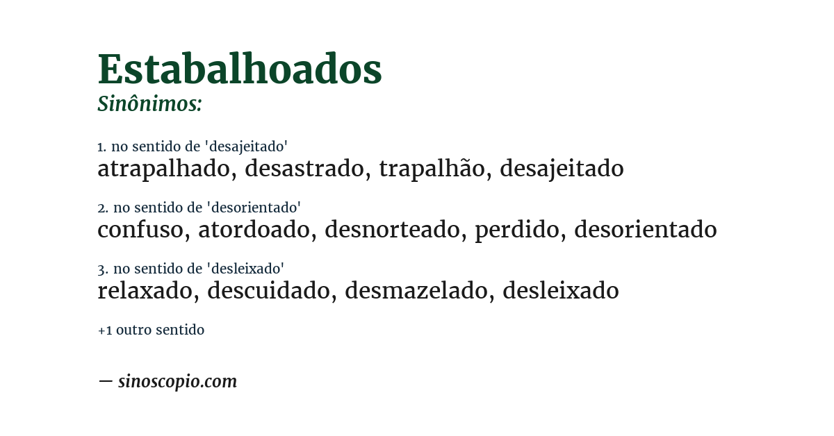 Sinônimo de estabalhoados