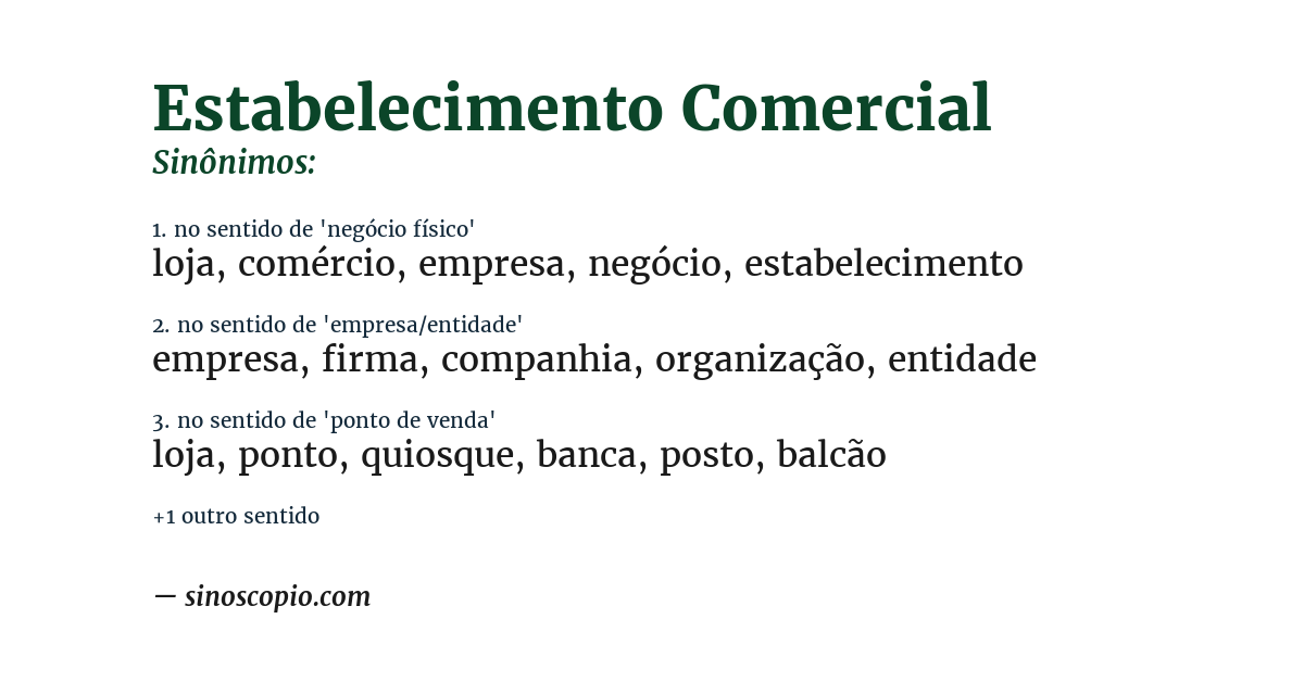 Sinônimo de estabelecimento comercial
