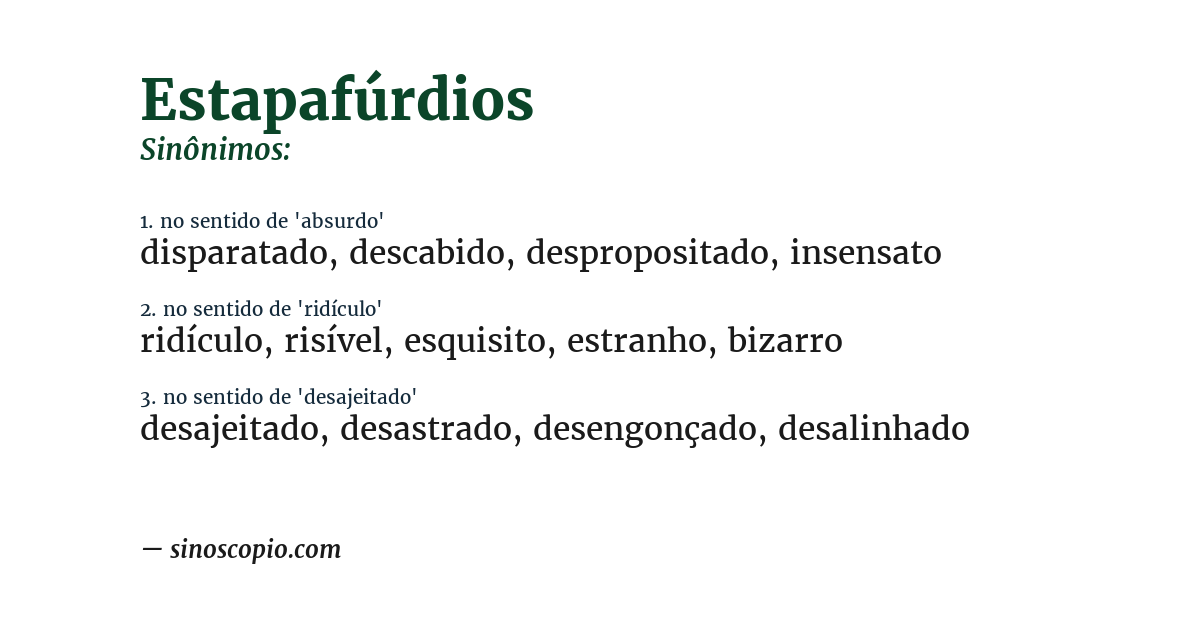 Sinônimo de estapafúrdios