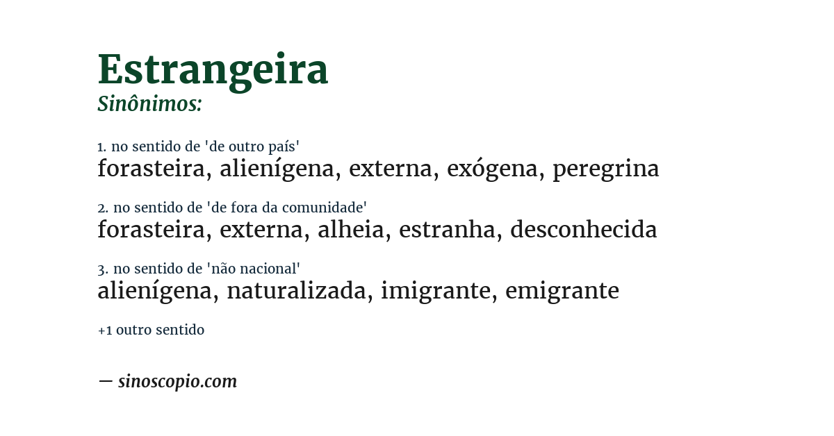 Sinônimo de estrangeira