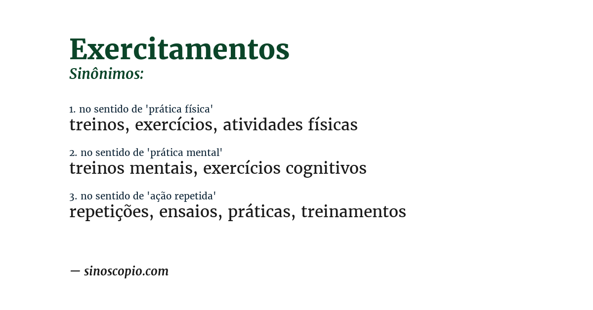 Sinônimo de exercitamentos