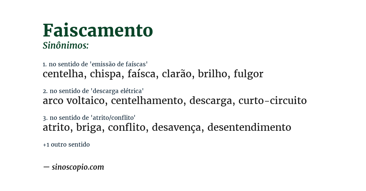 Sinônimo de faiscamento