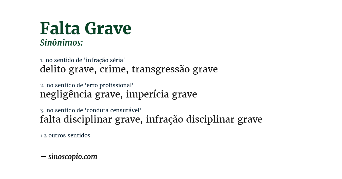 Sinônimo de falta grave