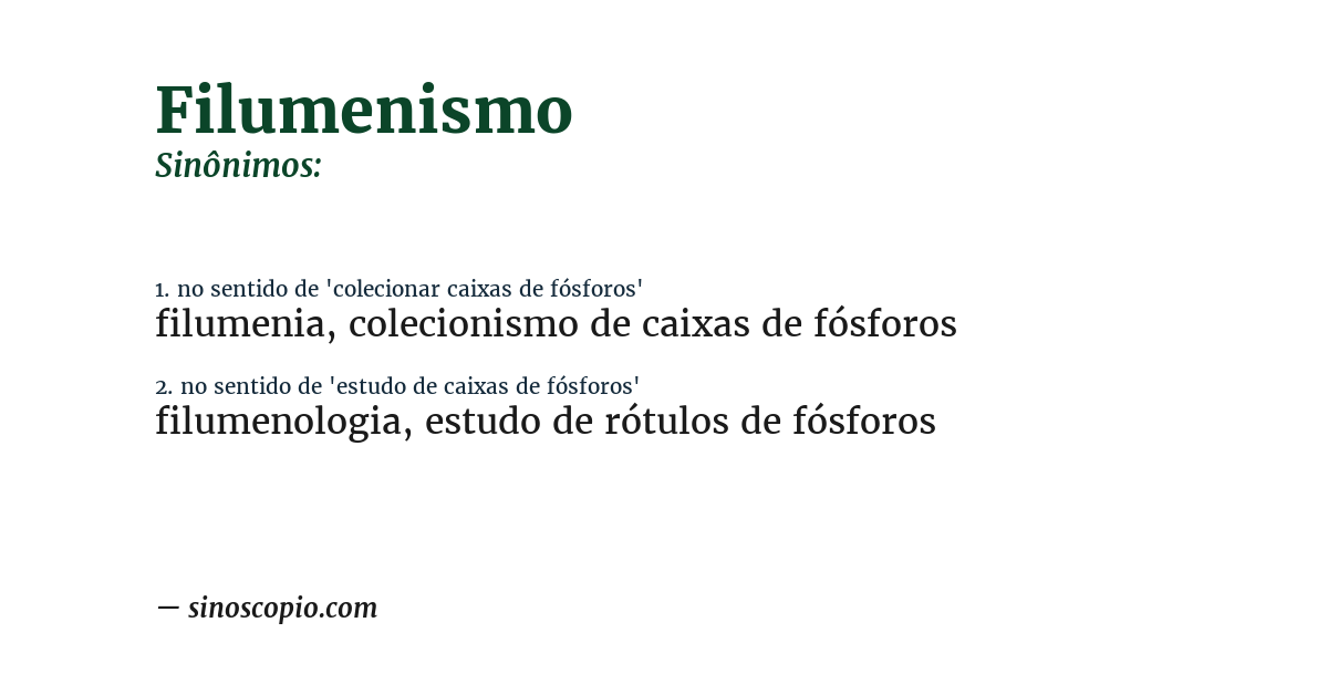 Sinônimo de filumenismo