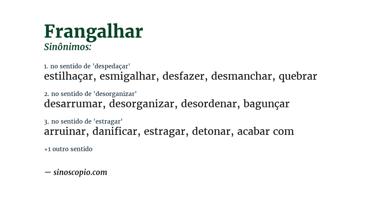 Sinônimo de frangalhar