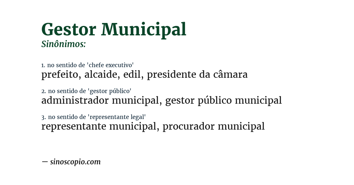 Sinônimo de gestor municipal