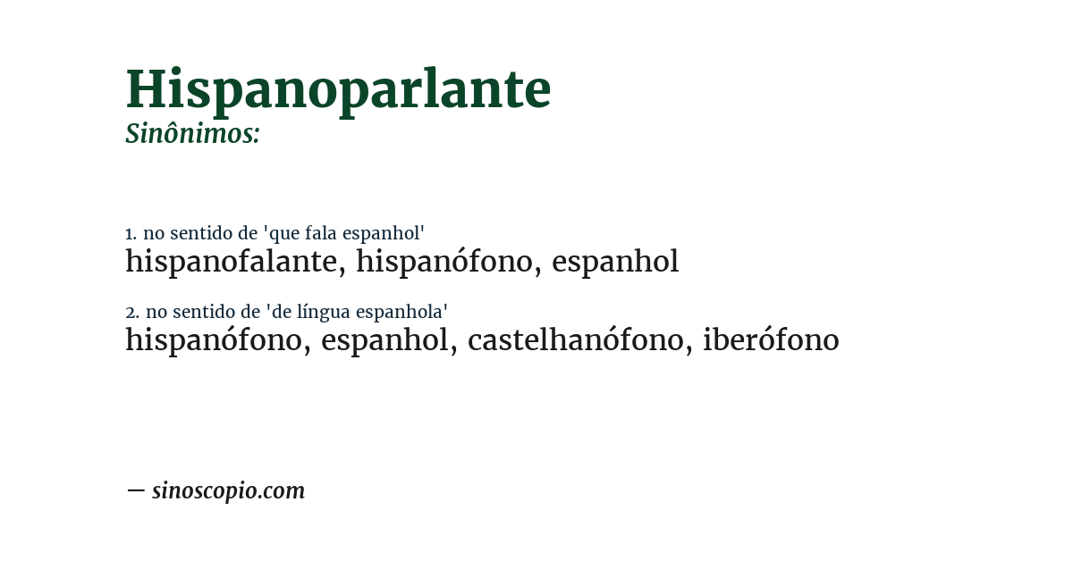 Sinônimo de hispanoparlante