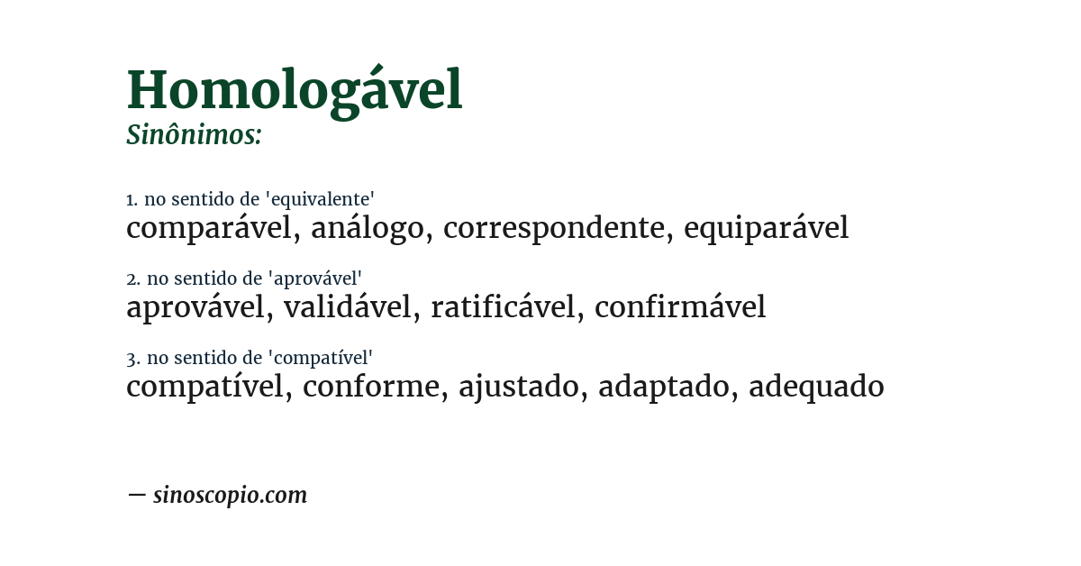 Sinônimo de homologável