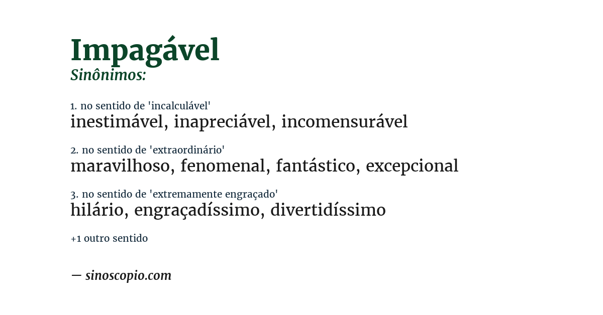 Sinônimo de impagável
