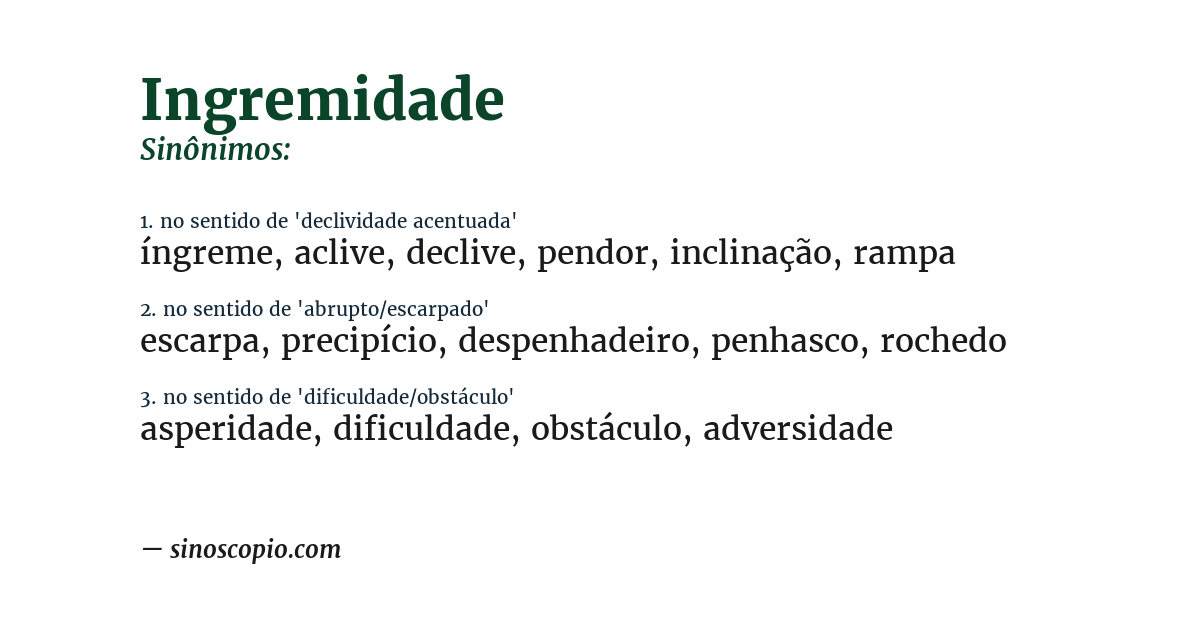Sinônimo de ingremidade