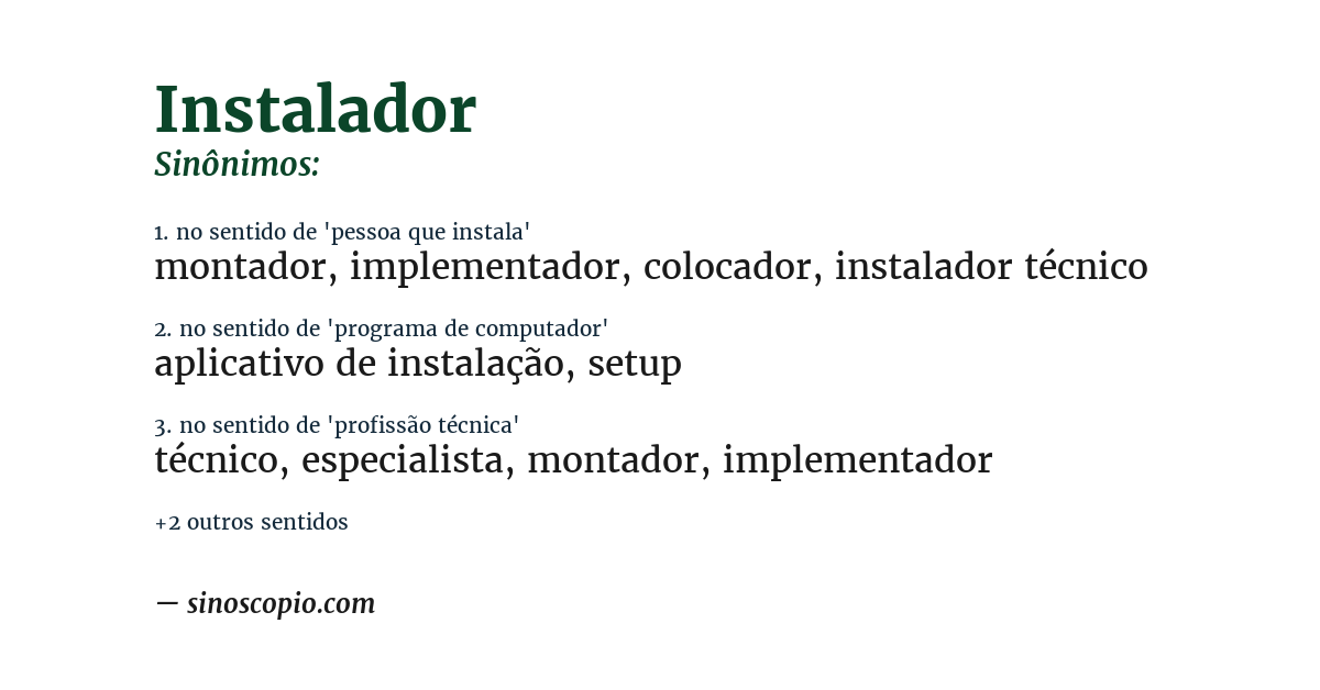 Sinônimo de instalador
